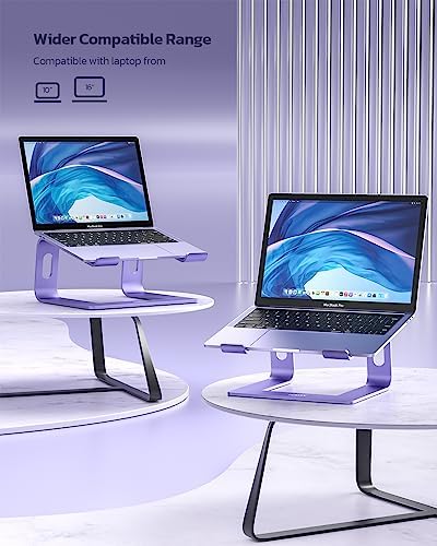 Nulaxy Full Aluminum Laptop Stand, Stable Support to 22 lbs, Purple