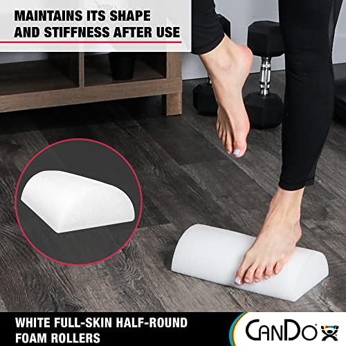 Cando-30-2341 Full-Skin PE Foam Roller For Muscle Restoration, Massage Therapy, Sport Recovery, And Physical Therapy. White, 6" x 12", Half-Round