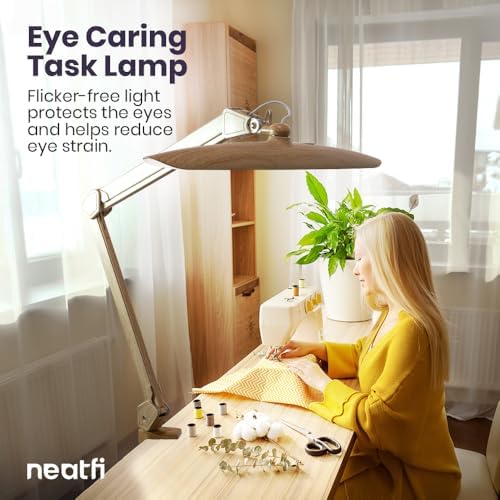 Neatfi LED Desk Lamp, 2200 Lumens, 24W, 20-Inch Head (Brown Wood)
