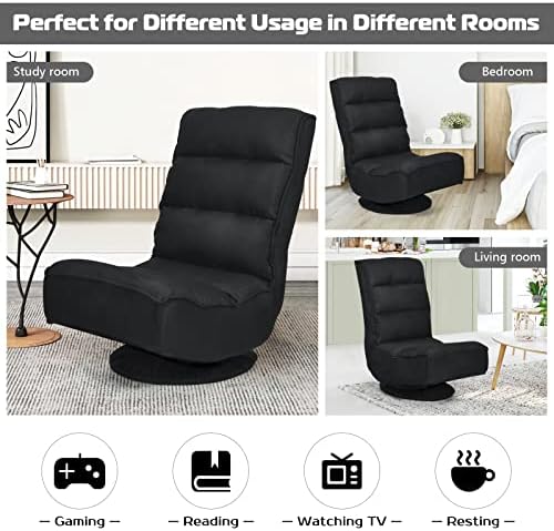 COSTWAY Folding Floor Chair, Adjustable 5-Position Swivel Gaming Chair