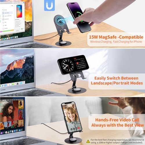 Office Pro Shortcuts Mouse Pad with Magnetic Wireless Charger & Holder Large Desk Mat with Keyboard Shortcuts with 15W Fast Qi Wireless Charging Compatible with iPhone Samsung Smartphones