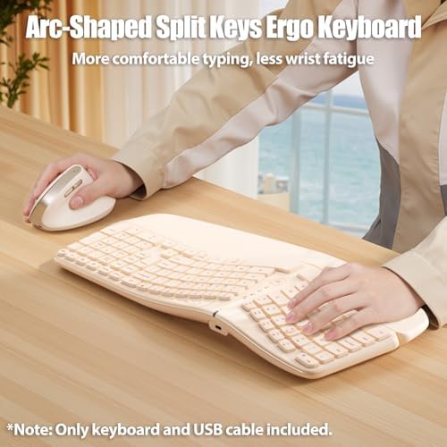Split Ergonomic Keyboard Wireless with Cushioned Wrist & Palm Rest