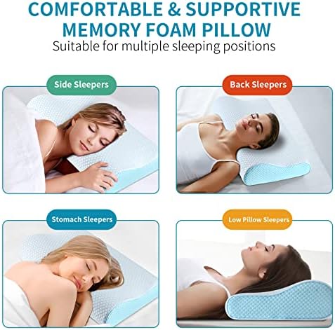 Memory Foam Pillows Neck Pillow for Sleeping, Ergonomic Cervical Pillow Bed Pillow for Side Back Stomach Sleeper, Orthopedic Contour Pillow for Neck and Shoulder Pain Relief