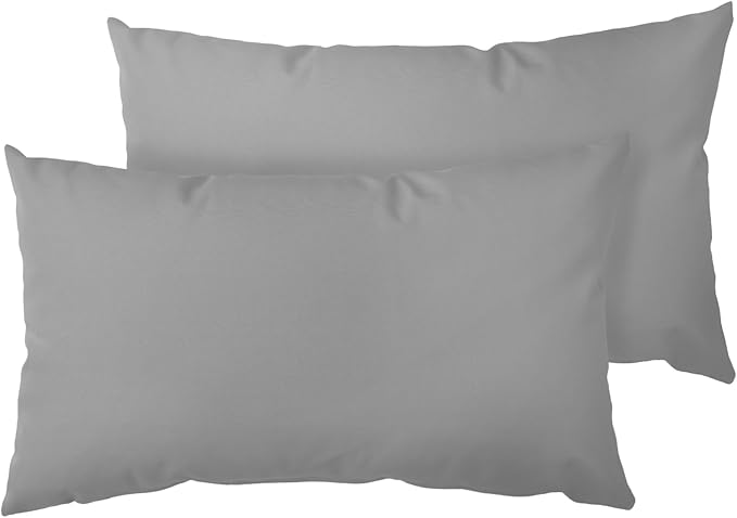 Ergonomic 12x20 Inch Outdoor Lumbar Pillow Covers Waterproof Support Cushion for Patio Chairs, Benches, Sofas Porch, Gray