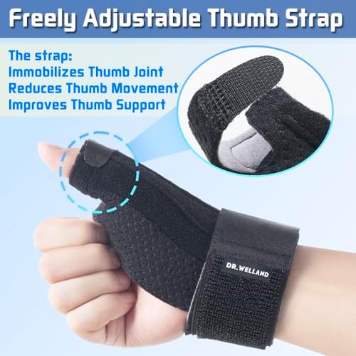 Reversible Thumb & Wrist Stabilizer splint for BlackBerry Thumb, Trigger Finger, Pain Relief, Arthritis, Tendonitis, Sprained and Carpal Tunnel Supporting, Lightweight and Breathable L/XL