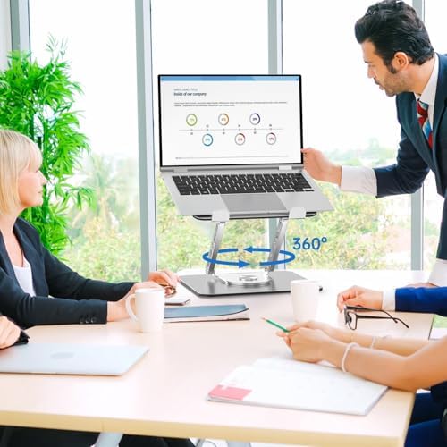 Laptop Stand for Desk Adjustable Computer Stand with 360 Rotating Base Ergonomic Laptop Riser Mount for Desk Foldable Protable Computer Desk Fits with MacBook Pro Air, Rectangle