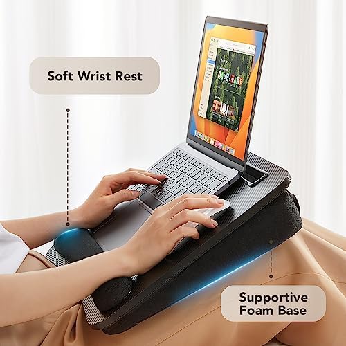 HUANUO Laptop Lap Desk with Cushion, Fit up to 15.6" Laptop, Black