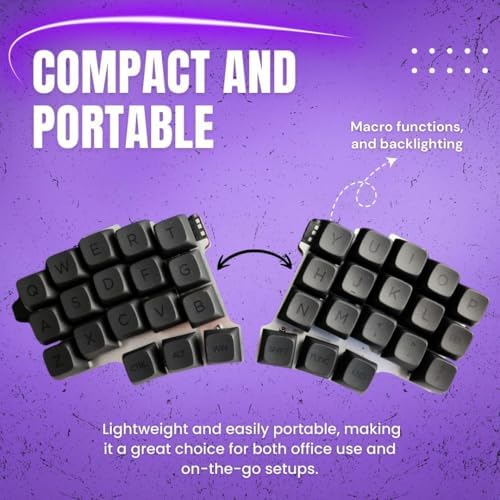 Split Ergonomic Mechanical Keyboard, Powered by QMK, Keyboard Comes Fully Assembled with MX Switch Support, 36-Key Layout, USB-C Connectivity, 28 Extra Keycaps & Switches Included