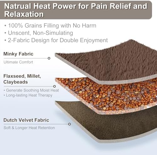 SuzziPad Microwave Heating Pad for Muscle Soreness Fatigue, 7"X16", Brown