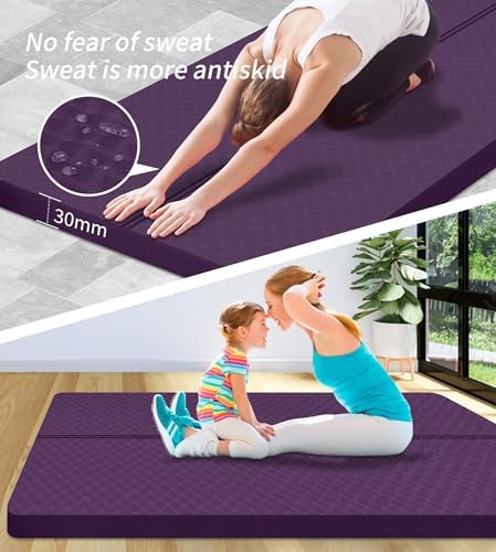 nuveti Large Exercise Mat - 15mm/20mm/30mm Thick Yoga Mat | Workout Mat for Fitness, Yoga, Pilates, Stretching & Floor Exercises for Women & Men with Free Carrying Bag