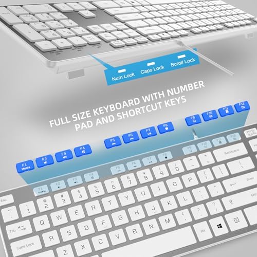 Wired USB Keyboard, Comfortable Quiet Chocolate Keys, Durable Ultra-Slim Computer Keyboard Wired(QWERTY) for PC, Windows 11/10/8/7/XP/Vista KB1430 (Sliver-1, Wired Keyboard for Windows)