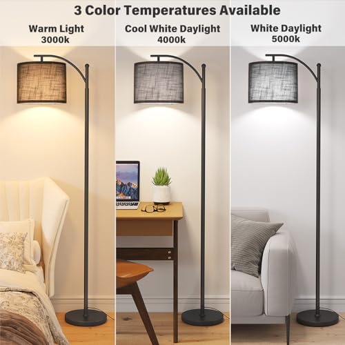 SUNMORY Arc Floor Lamp, Modern Floor Lamp with 3 Color Temperatures Bulb