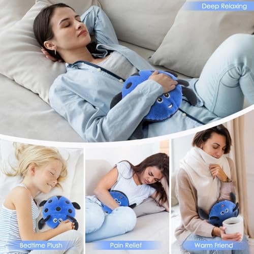 Microwavable Heat Pad for Neck and Shoulders, Warm Compress Wrap, Blue