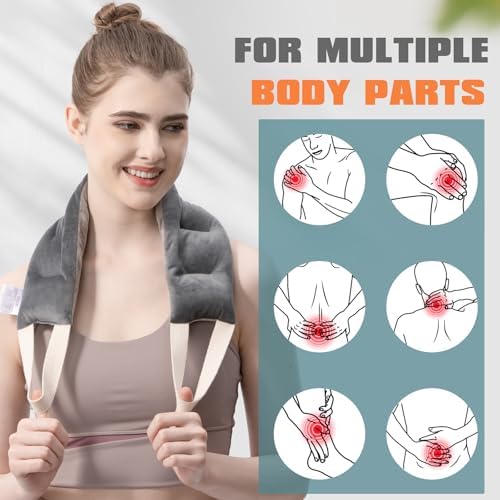uncn Heating Pad for Neck Shoulders and Back Microwavable Wrap Weighted Neck Warmer 32x5in Microwave Heat Wrap Rice Beanbag Lavender Scented 1.5Pounds