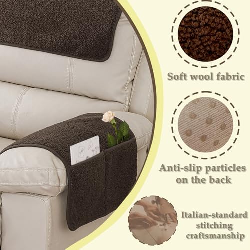 Armrest Covers for Recliner set of 3 Couch Arm Covers with Pockets for Sofa
