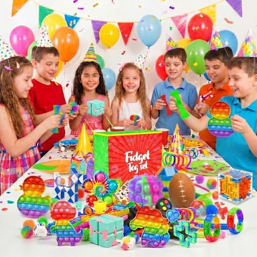 Fidget Toys, 120 Pack Party Favors for Kids 8-12 4-8, Sensory Toys Bulk Autism Autistic, Treasure Box Toys for Classroom, Stocking Stuffers, Goodie Bag Stuffers, Christmas Birthday Gifts Prizes