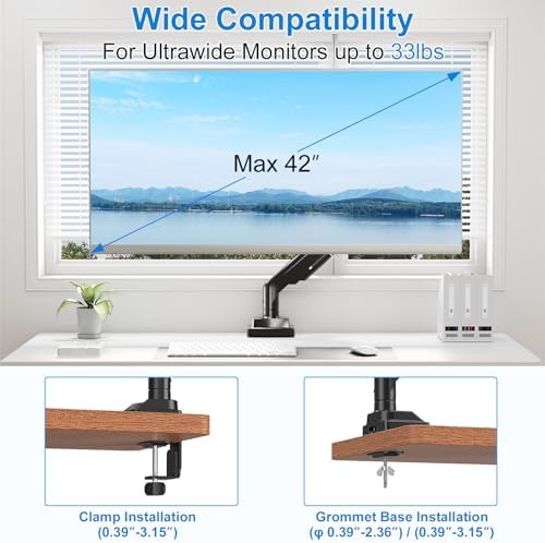 Single Monitor Mount for Max 43" Ultrawide Computer Screens