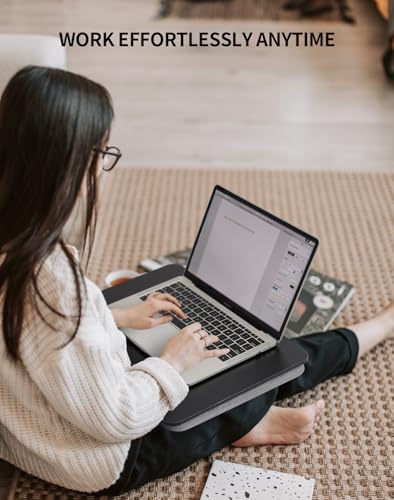 ZEAPTAC Portable Lap Laptop Desk with Pillow Cushion, Fits up to 15.6 inch Laptop, Lap Stand for Bed & Couch & Carpet, Book Tablet/Drawing Board/Computer Laptop Stand - Black