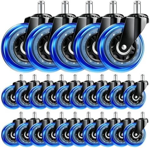3 Inch Office Chair Wheels, Set of 25 (Blue)