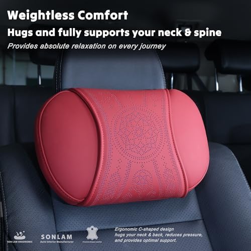 Neck Support Pillow Set for Car & Office Chair - Prosperity & Luck Dreamcatcher - Orthopedic Lumbar & Cervical Pillow for Pain Relief &Posture Correction (Neck Pillows (Red))