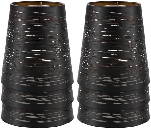 YISUN Chandelier Shades, Mini Lamp Shade, Clip On Lamp Shade Outer Black and Inner Gold, Fit for Wall Lamp Candle Lamp (6, Metal Black/Gold)