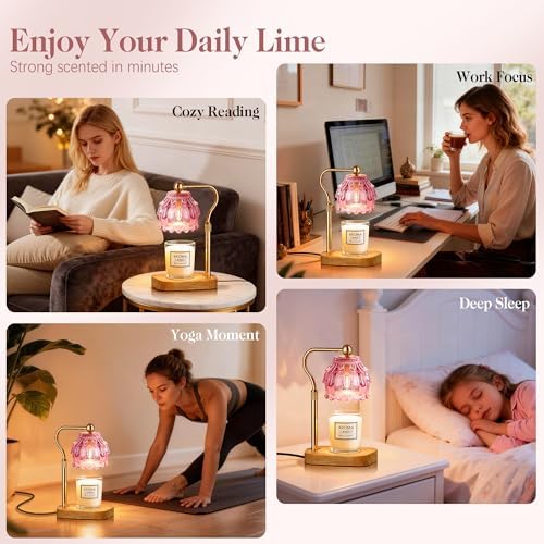 Candle Warmer Lamp with Timer Dimmer, Wax Melts Warmer Lamp for Gift, Pink
