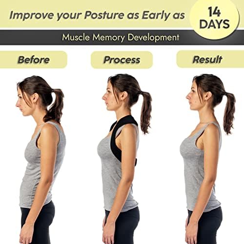 Cervical Neck Traction Device & Posture Corrector for Women and Men, Inflatable Neck Stretcher Brace for Decompression, Adjustable Upper Back Brace & Elastic Support (Carbon Black)
