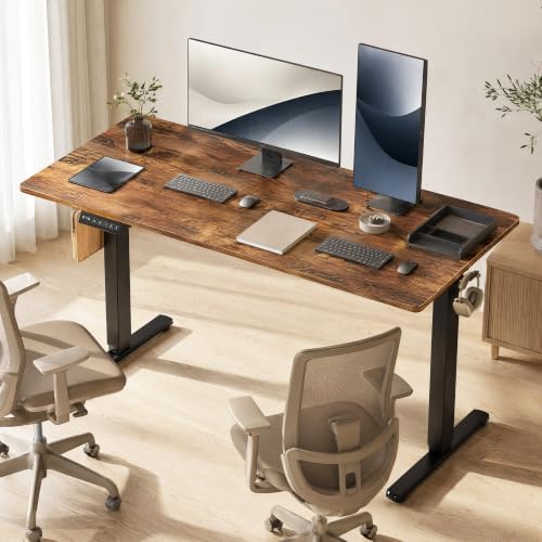 Electric Standing Desk,63in for Home,Office,Gaming,Brown