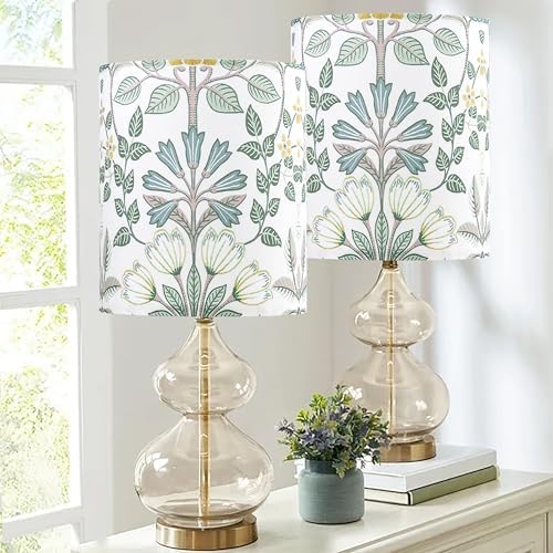 GO&SO Lamp Shades Set of 2,10" D x 10" H,Small Drum,Blue Green Floral
