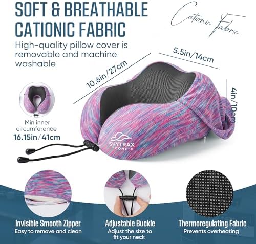 SkytraxComf® Travel Neck Pillow with Hood for Privacy on Long Flights