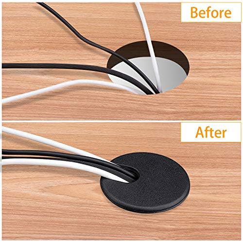 Desk Grommet, 1.5 Inch Plastic Cable Hole Cover, Wire Cord Organizer, Black