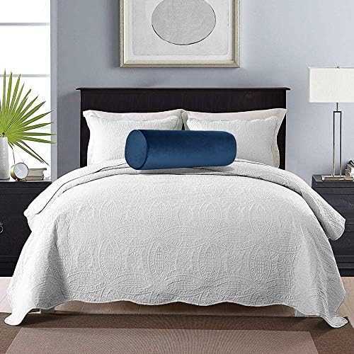 Tinbolunce Memory Foam Roll Pillow for Knee/Leg/Neck - Full Moon Bolster/Round Cylinder Pillow for Sleeping on Side or Back - Removable Cooling Cover Length 18" x 6" Diameter (Navy Blue)