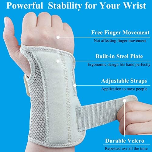 Carpal Tunnel Wrist Brace, Adjustable Wrist Support Brace, Night Wrist Sleep Supports Splints Arm Stabilizer (Right Hand, L/XL, Khaki)