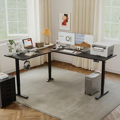 Agilestic 75 x 61 Inch L Shaped Electric Standing Desk, Black