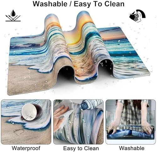 4 in 1 Mouse Pad Set with Wrist Rest for Keyboard,Desk Mat,Coaster-Beach