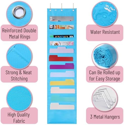 Mr. Pen- Hanging Wall File Organizer, 12 Pocket, Blue