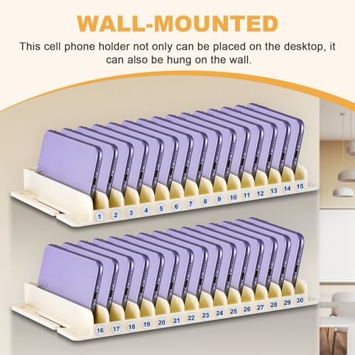 Cell Phone Holder Organizer 30 Slots, Wall-mounted