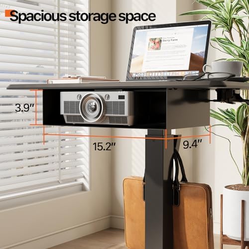 JOY worker Rolling Laptop Desk with Drawer, 28" Black Mobile Standing Desk