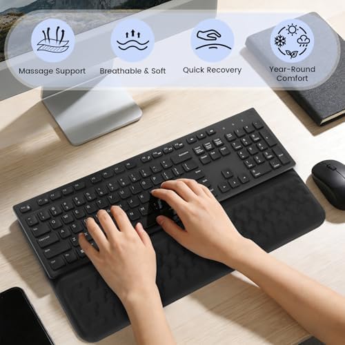 Keyboard Wrist Rest with Ergonomic Height - Computer Keyboard Stand & Soft Cushioned Pad for Wrist Pain Relief - Non-Slip Typing Support for Office, Gaming & Home (Black)