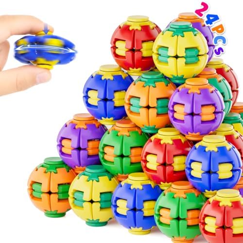 24 Pcs Press to Spin Fidget Spinners Mini Fidget Toys Party Favors for Kids