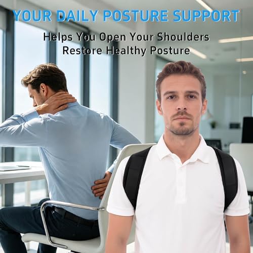 Back Brace Posture Corrector for Women Men Shoulder Support Straightener Pain Relief Upper Spine Hunchback Thoracic Device Plus Size Straps Correction Fixer Trainer Best Straight Black Large/X-Large