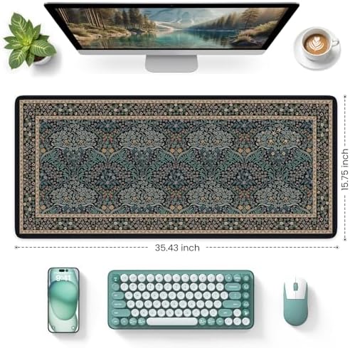 iCasso Desk Cover Mat, Office Mouse Pad,35.4x15.7in,Retro Black