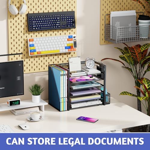 Simple Trending Desk File Organizer, 6-Tier Paper Organizer for Desk, Black