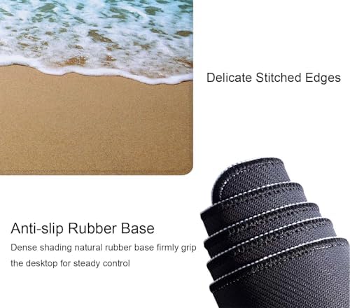 Beach Starfish Desk Pad Mouse Pad,Large Gaming Mouse Mat with Stitched Edges,Non-Slip Waterproof Rubber Base Mous Mat for Office Computer Keyboard Laptop Home(31.5X11.8 in)