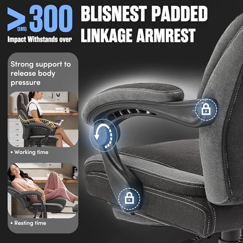 Office Chair with Foot Rest, 6-Point Vibration Massage & Heat Executive Office Chairs, Ergonomic Desk Chair for Heavy People, Big and Tall Office Chair 500LBS, Recliner with Padded Armrest, BlackGrey