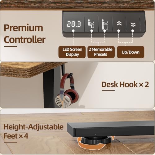TIQLAB 79 * 32 Large Standing Desk, Conference Room Tables, Rustic Brown