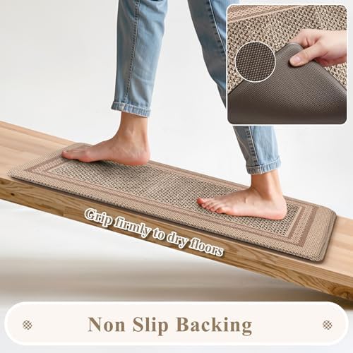 KIMODE Anti Fatigue Kitchen Mats for Floor,Farmhouse Kitchen Rugs Sets of 2