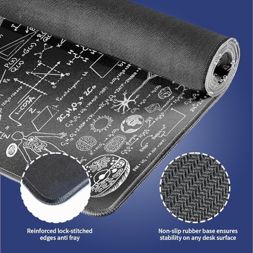 Science STEM Large Black Mouse Pad, Scientific Method Chart Doodle Desk Mat