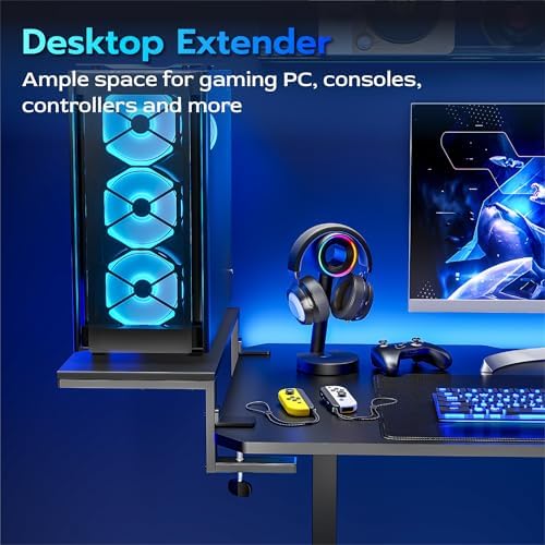 ARES WING Clamp-On 21.7" Desk Extender Shelf, Heavy Duty Desktop Organizer