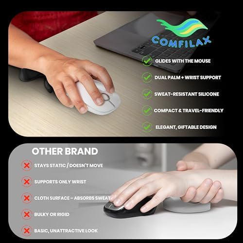 GlideX r2.0 Ergonomic Mouse Wrist Rest – Compact Sliding Wrist Pad with Low Profile Design for Desk Laptop Travel, Fits Small to Medium Hands (Black)
